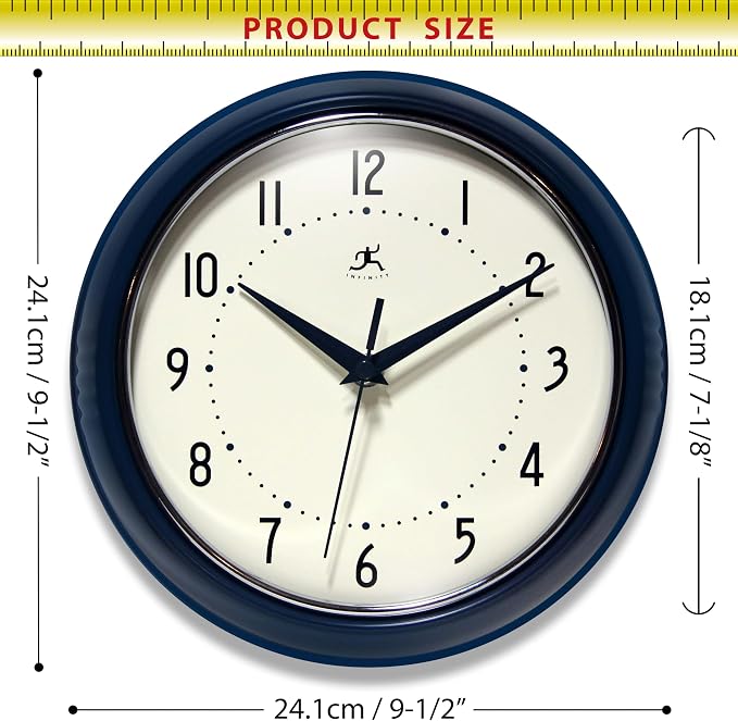 Infinity Instruments Retro 9.5 Inch Round Indoor Wall Clock - Image 7
