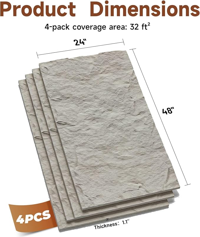 VooBang 4 Pack 3D Wall Panels, Lava Rock Molten Texture PU Wall Panels - Image 3