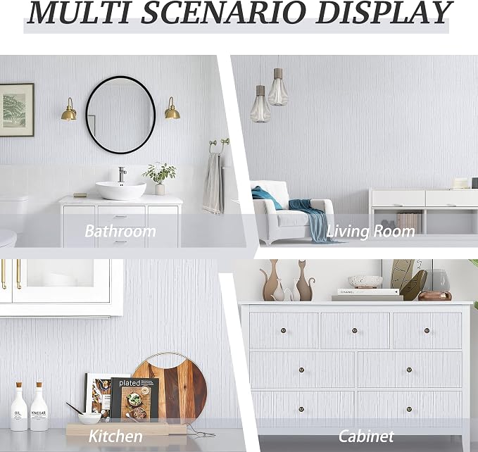 White Grasscloth Wallpaper Peel and Stick Textured Wallpaper - Image 5
