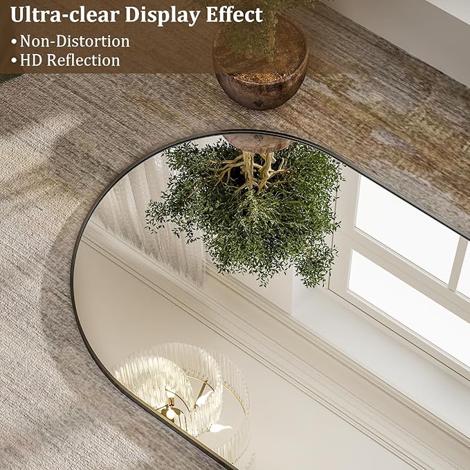 HARRITPURE 76"x34" Arched Full Length Mirror Free Standing Hanging Mounted - Image 3