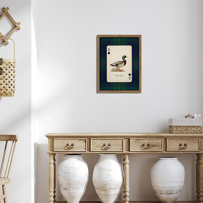 Framed Vintage Mallard Duck Wall Art, Country Lucky Duck Wildlife Poker Wall - Image 5