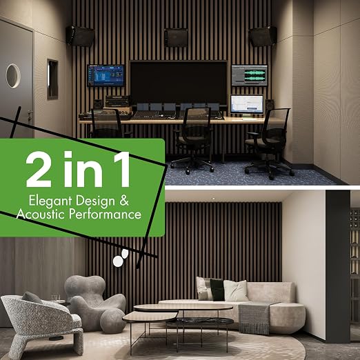 Art3d 4-Pack 12" x 93" Soundproof Wood Slat Panels, 31 sq.ft Acoustic Wall - Image 5
