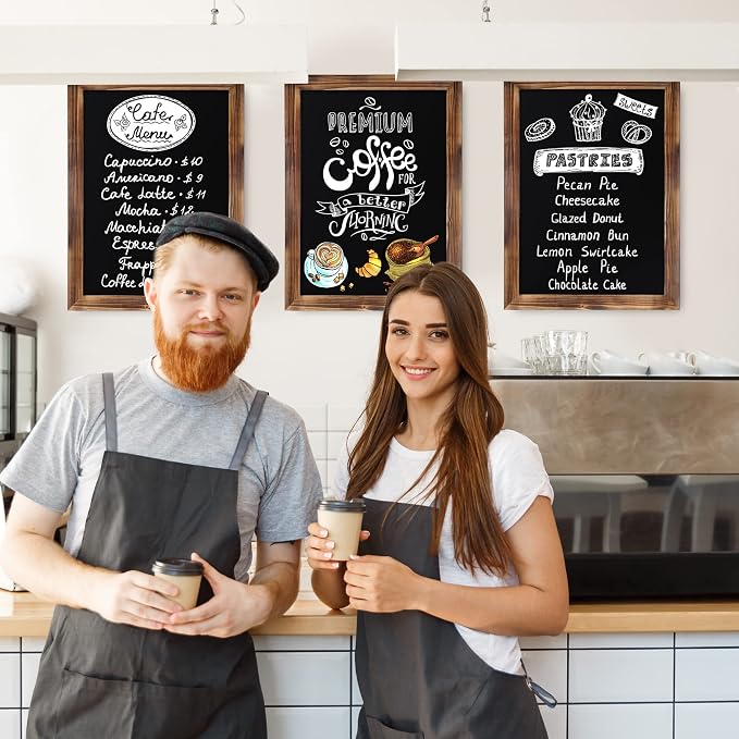 HBCY Creations 11" X 17" Torched Brown Solid Wood Frame Wall Chalkboard - Image 8