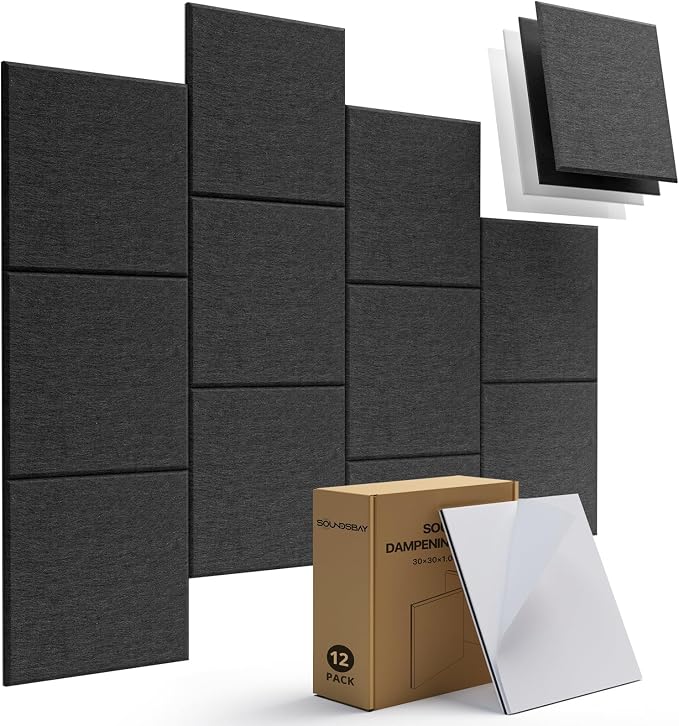 Soundsbay Mass Loaded Vinyl, Soundproof Wall Panels Self-Adhesive, 12 Pack by Soundsbay
