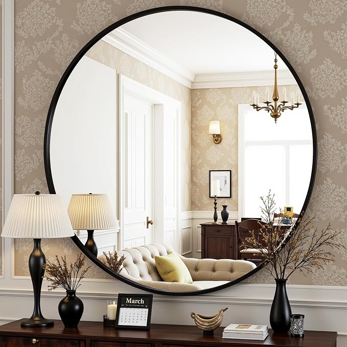 Antok 24 Inch Round Mirror for Wall, Round Bathroom Mirror, Circle Wall Mirrors by AntokMirror