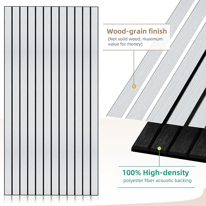 Wood Veneer Sound Panels, 10 Pack 47.2”x23.6” Wall Panels, Decorative Acoustic - Image 3