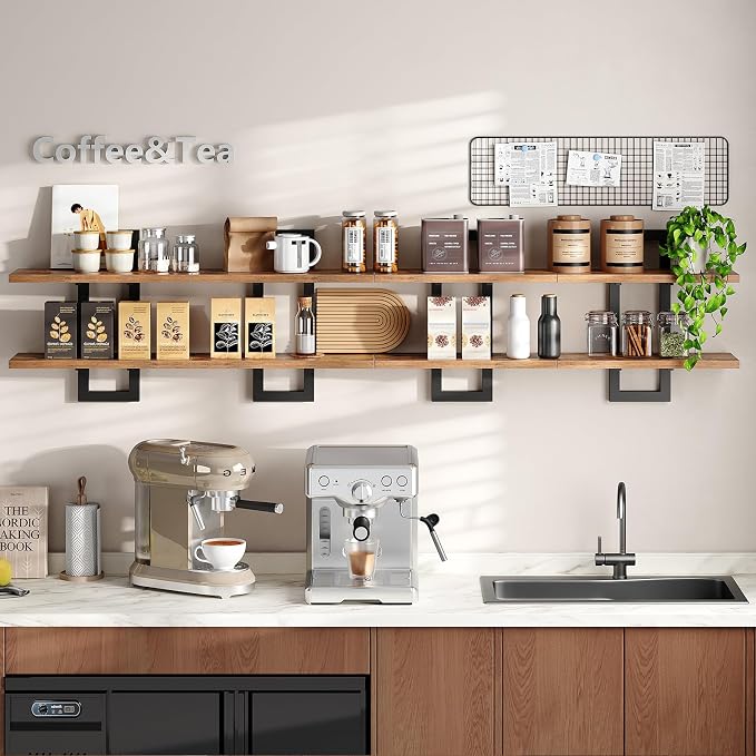HOOBRO Floating Shelves, 15 Inch Wall Shelf Set of 4, Wall Mounted Storage - Image 3