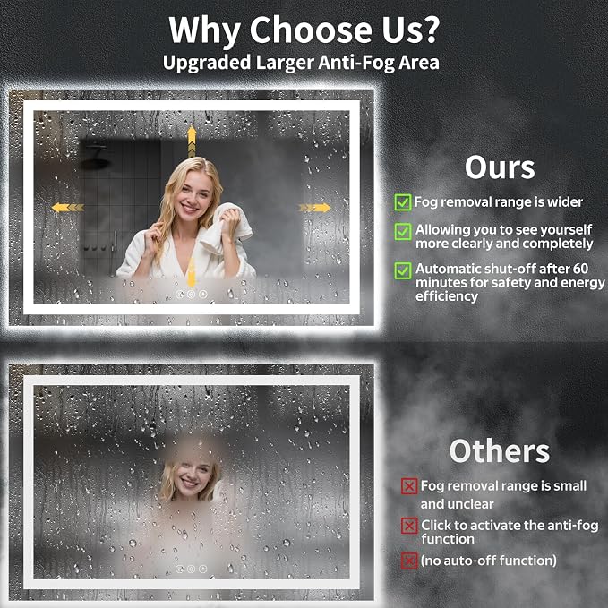60"x40" LED Bathroom Mirror - Image 3