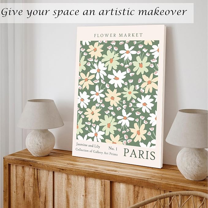 Induslyfe Large Framed Green Wall Art Canvas Decor Set of 3, Matisse Wall Art - Image 3