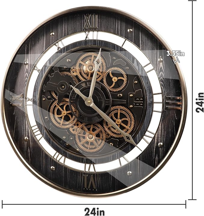 HOIBAI Wall Clock, 24 Inch Moving Gears Clock Large Wall Clock - Image 6