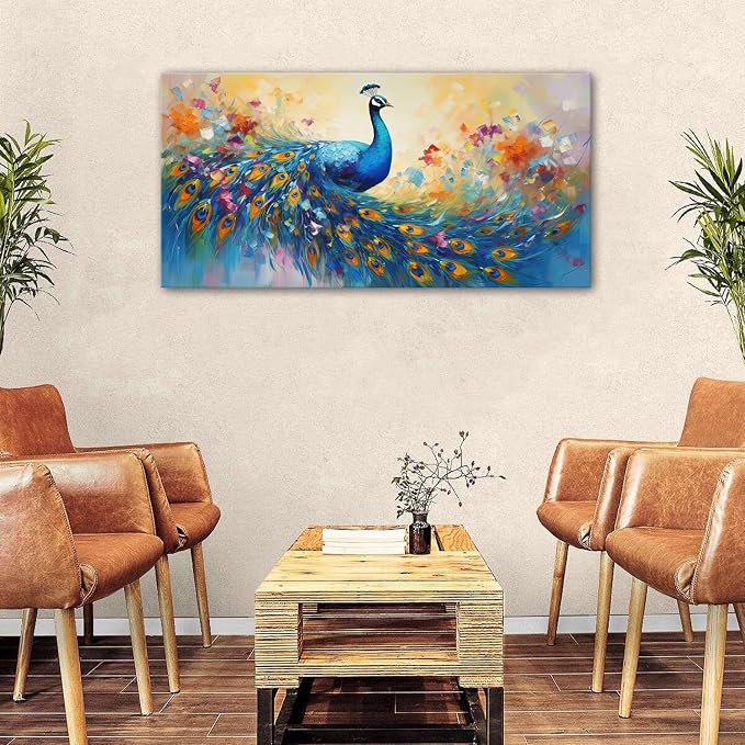 Abstract Peacock Wall Art Colorful Peacock Pictures Wall Decor Abstract Bird - Image 3
