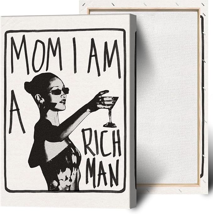 Mom I Am A Rich Man Aesthetic Retro Music Goblet Poster Feminist canvas Wall by Liyark