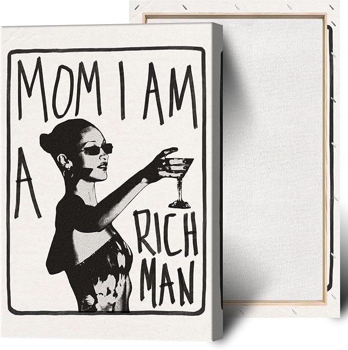 Mom I Am A Rich Man Aesthetic Retro Music Goblet Poster Feminist canvas Wall by Liyark