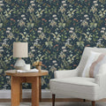 Simon&Siff Vintage Peel and Stick Wallpaper Blue Floral Wallpaper Wildflowers by SimonSiff