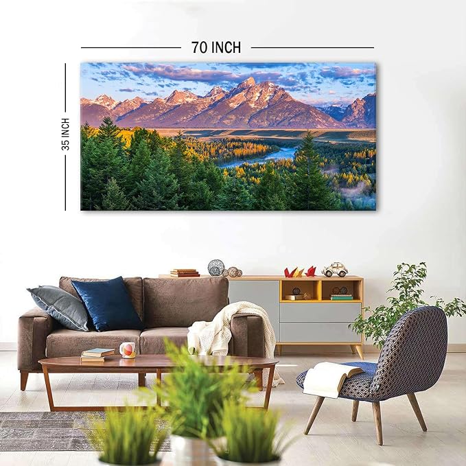 AIYISU Grand Teton Mountain Wall Art Sunset Nature National Park Posters Oxbow - Image 5