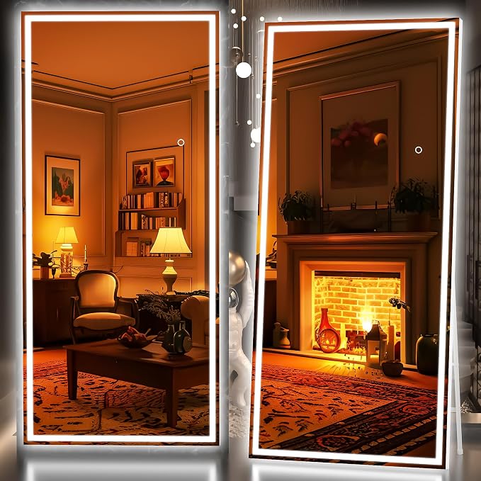 Hasipu Full Length Mirror with Lights, Full Body Dressing Hanging Mounted Mirror by Whatssuitableisthebest