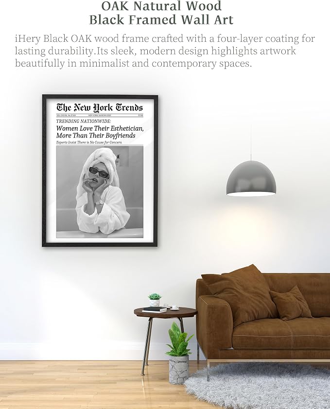 iHery Premium Natural Black OAK Wood 12x16in Trendy Framed Wall Art, Vintage - Image 2