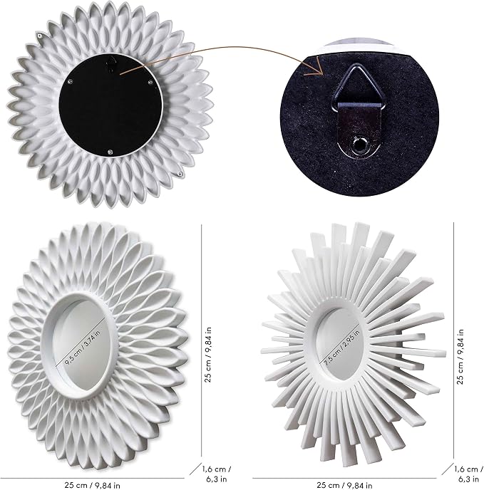 BONNYCO Wall Mirrors Pack of 3, Round White Mirrors - Image 4