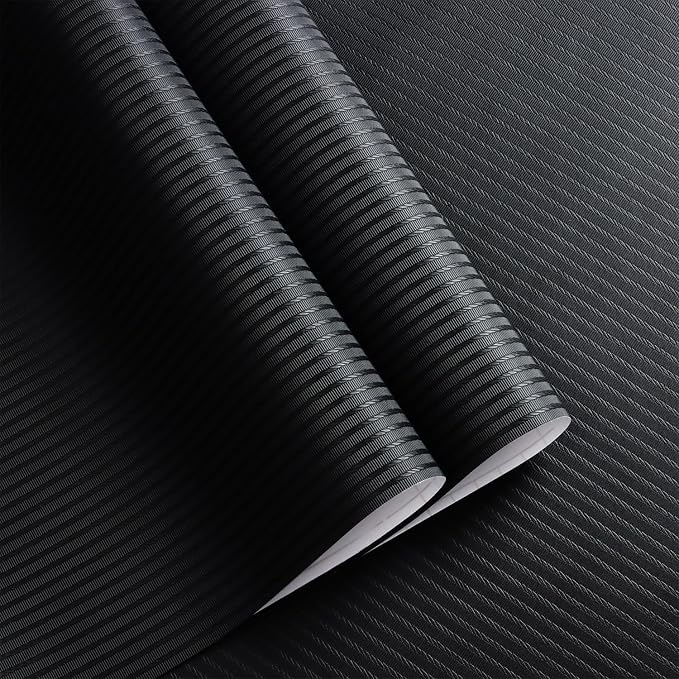 Orainege Black Wallpaper Peel and Stick Wallpaper 15.7"x196.8" Textured Contact - Image 2