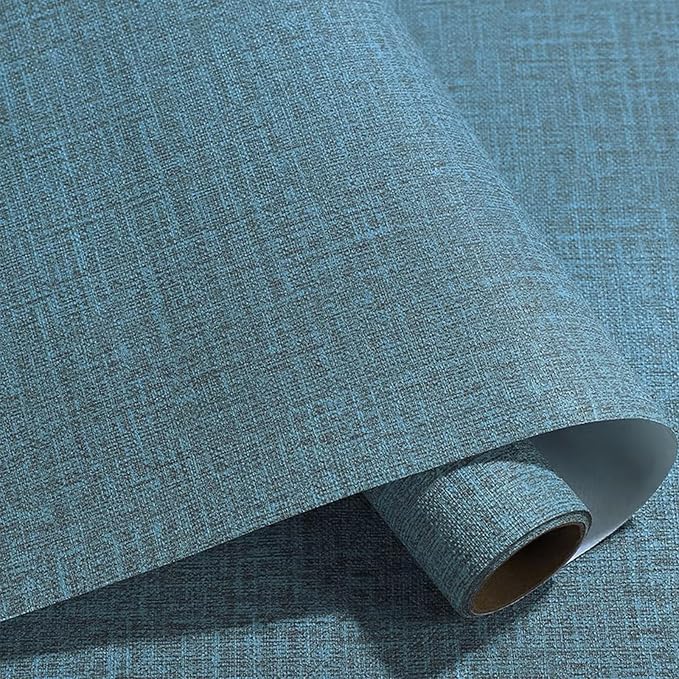 Yancorp 32.8ft Textured Fabric Teal Wallpaper Faux Grasscloth Blue Peel and by YancorpHomeDecor