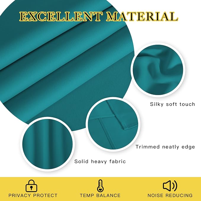 NICETOWN Peacock Teal Blackout Curtain 108 inch Length - Image 4