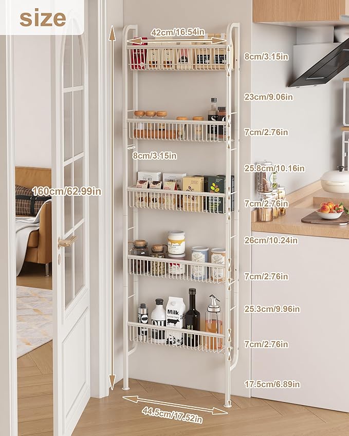 UMDONX Behind The Door Bathroom Shelf Narrow 5-Tier, Space-Saving Slim Storage - Image 2