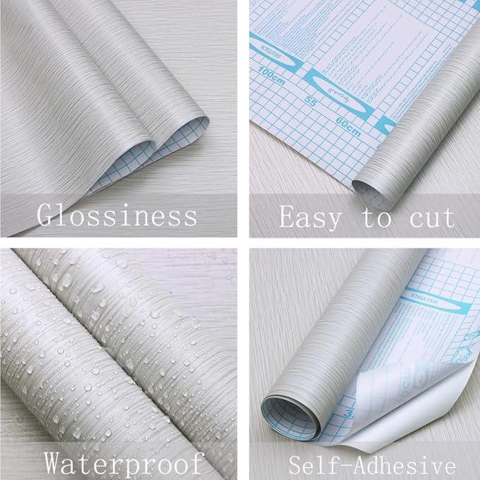 Heroad Peel and Stick Wallpaper Wood Contact Paper Wood Wallpaper Light Grey - Image 3