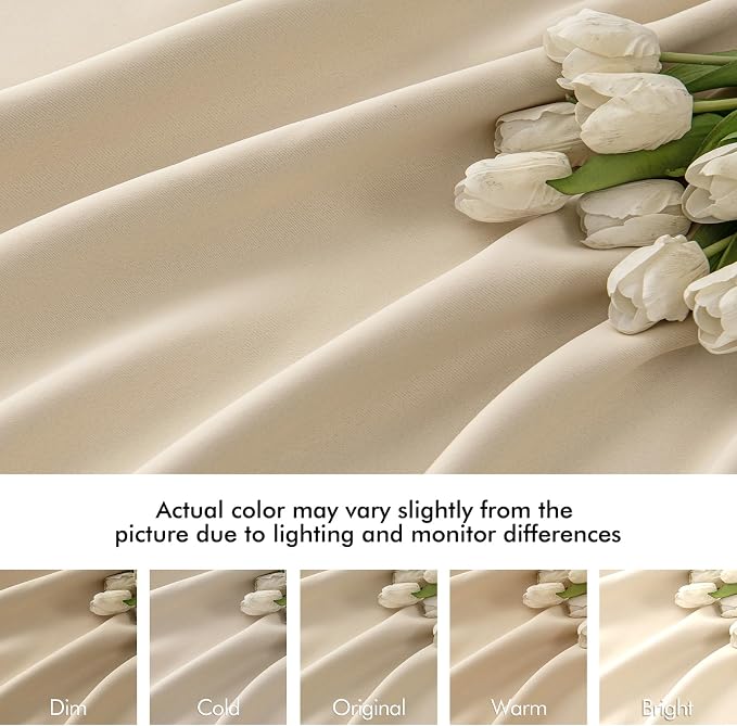 MIULEE Back Tab Cream Beige Curtains 90 Inch Long 2 Panels Set - Image 8