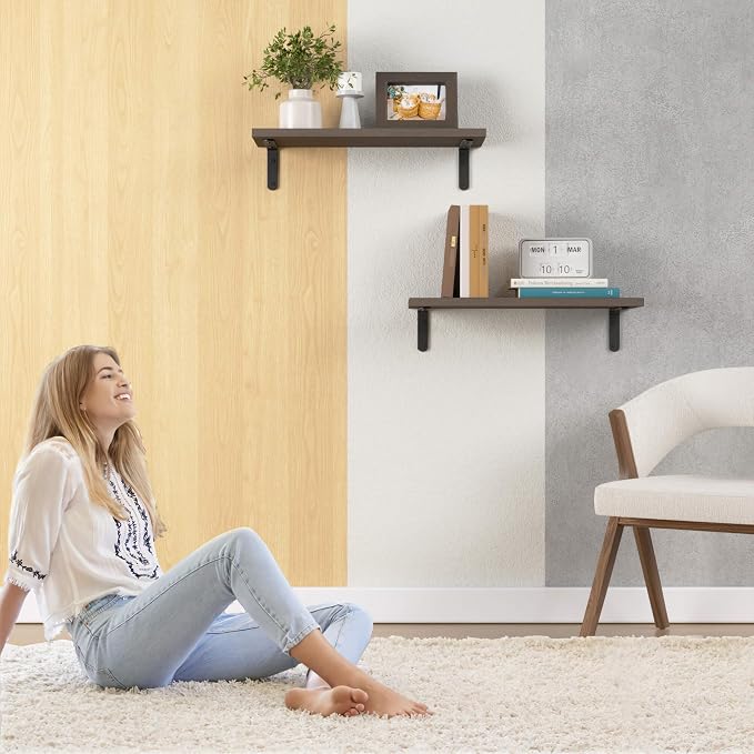 RICHER HOUSE Floating Shelves for Décor, Rustic Wood Wall Shelves for Bedroom - Image 7