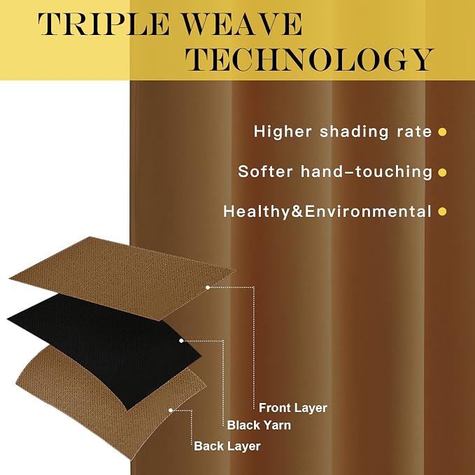 NICETOWN Gold Brown Curtain 84 inch Long - Image 3