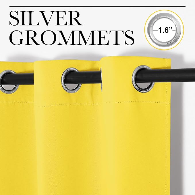 NICETOWN Bright Yellow Curtains 108" Long - Image 3