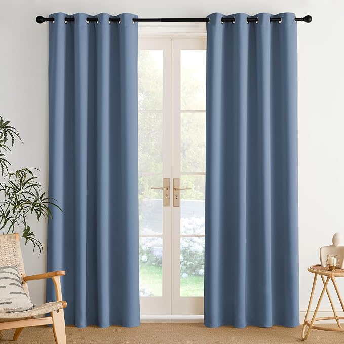 NICETOWN Room Darkening Draperies Curtains Panels, 2 Panels Stone Blue W52 x L84 by NICETOWN
