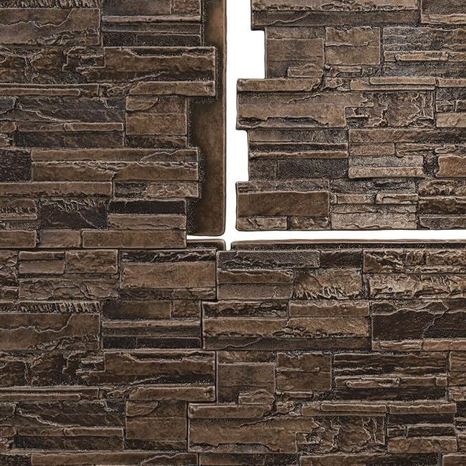 EverStone Cascade Faux Stone Panel, 48 5/8"W x 24 3/4"H x 1 1/4"D, Willow Peak - Image 9