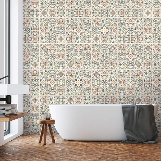Wudnaye Bohemian Wallpaper Peel and Stick Faux Tile Contact Paper 17”×118” Tile - Image 7