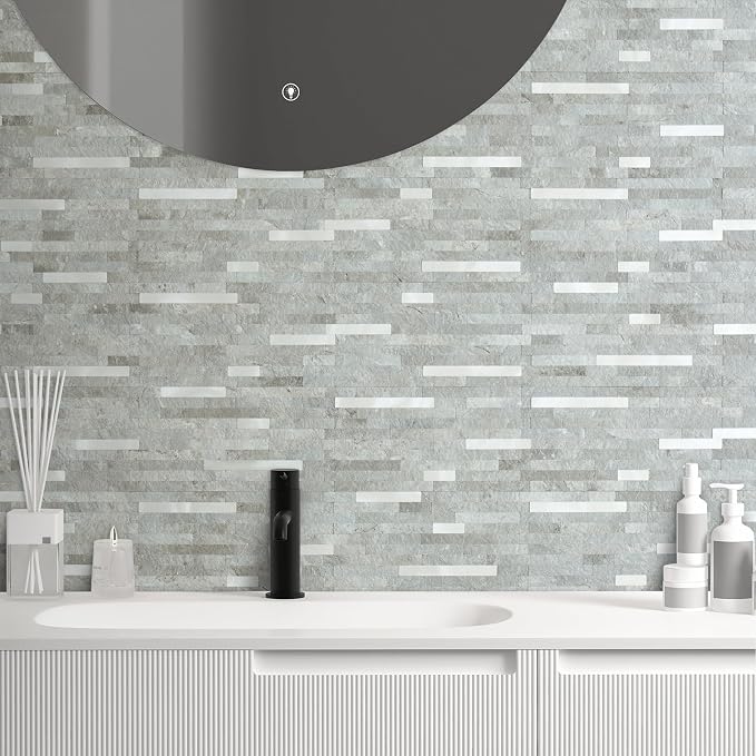 AULIGET 20 Sheets Mountain Rock Peel and Stick Backsplash, PVC Mixed Metal Gold - Image 4