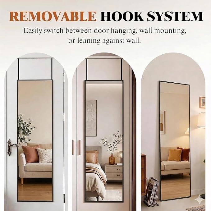 Simple Deluxe 47x14 Full Length Mirror Over The Door, Wall Mounted Full Body - Image 4