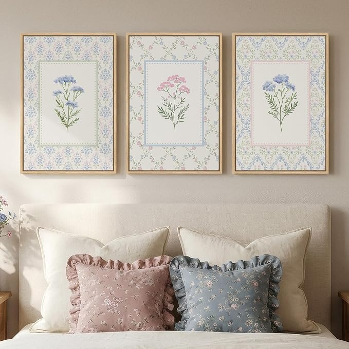 3 Piece Framed Canvas Floral Wall Art by MXART
