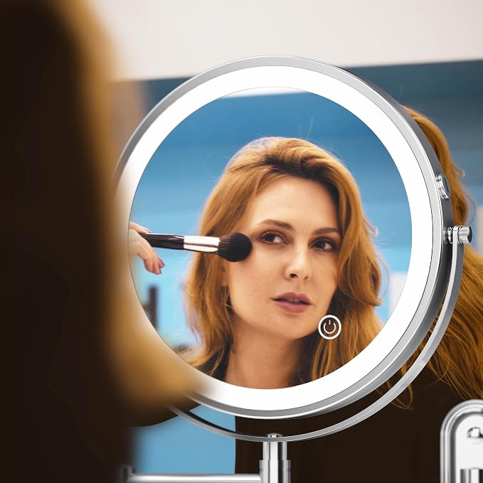 Rocollos Rechargeable Wall Mounted Lighted Makeup Mirror, 8 Inch Double-Sided - Image 7