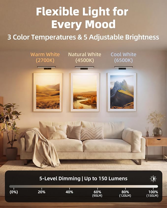 EZVALO Picture Light for Wall, Dimmable Magnetic LED Art Painting Light - Image 6