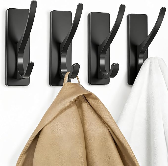 pickpiff 10 Pack Matt Black Self Adhesive Coat Hooks - Image 7