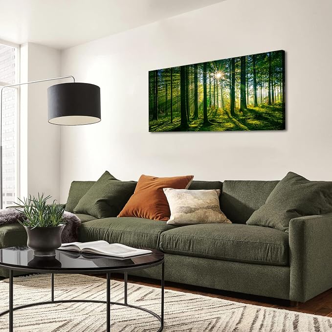 AIYISU Green Forest Canvas Wall Art Sunshine Forest Pictures Wall Decor Nature - Image 6