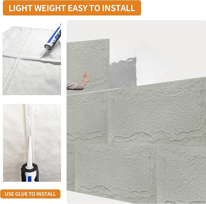 3D Faux Stone Wall Panels, Lightweight & Waterproof Accent Marble Stone Skin - Image 4