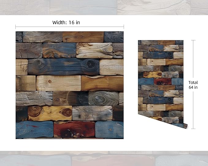 FLFK Faux Wood Bricks Wallpaper Peel and Stick Wood Grain Wall Paper - Image 2