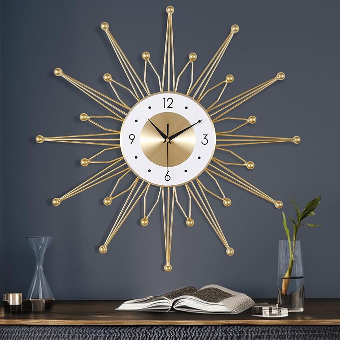 Lafocuse Silent 23 Inch Metal Large Gold Wall Clock by VisiteLafocuse