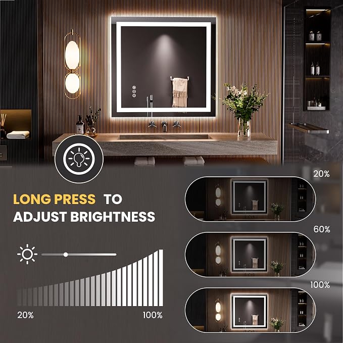 LOAAO 36"x34" LED Bathroom Mirror - Image 3