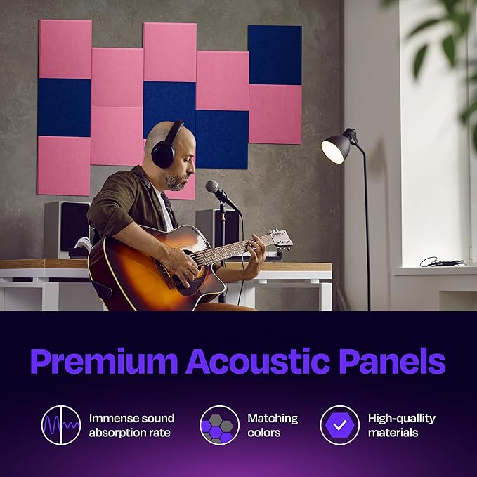 Acoustic Panels 12-Pack Soundproof Wall Panels 12"X12"X0.4" Sound Panels High - Image 2
