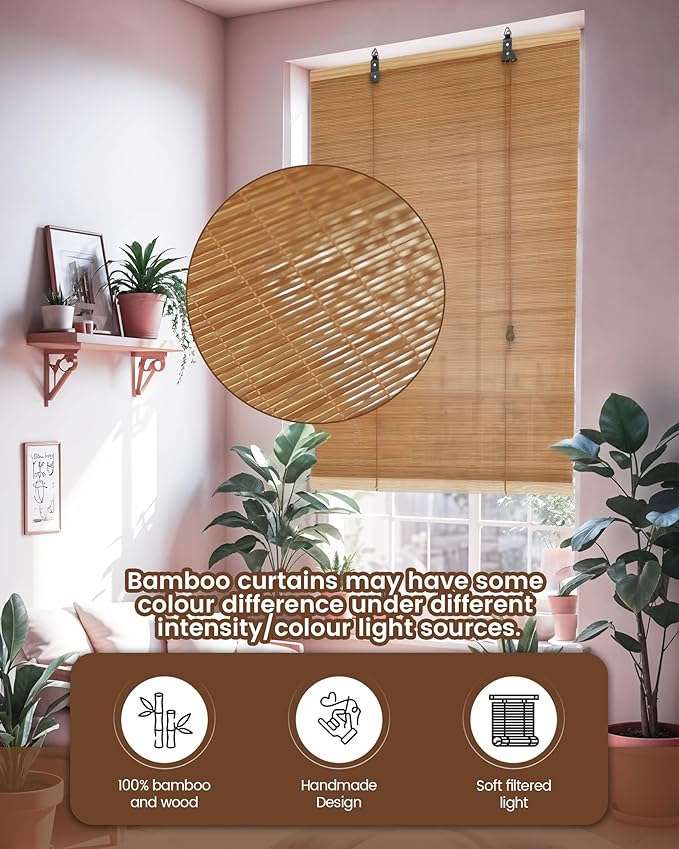 30" Wx72 H Bamboo Blinds Roller Shades - Image 5