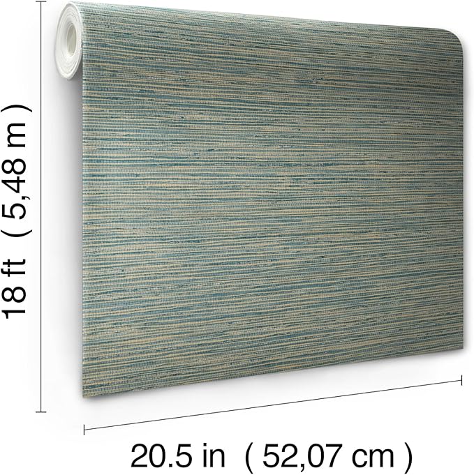 RoomMates Teal Dimensional Grasscloth Peel and Stick Wallpaper, RMK12684PLW - Image 6