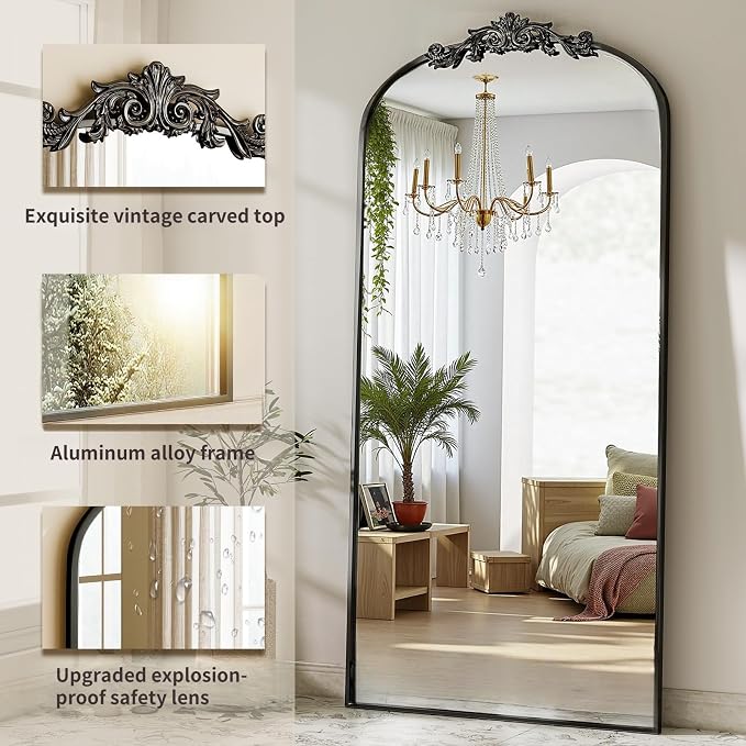 Dewfig Arched Full Length Mirror, Floor Mirror - Image 6