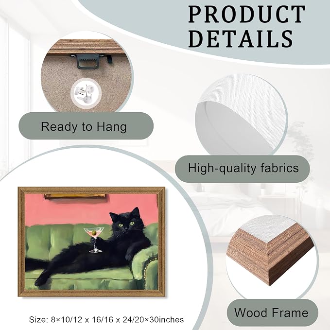 Fantasy Artists Humorous Black Cat Character Wall Art – Relaxed Anthropomorphic - Image 6